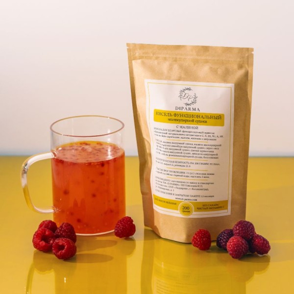 Кисель овсяный с малиной, быстрорастворимый, с ягодами молекулярной сушки, 200 гр.