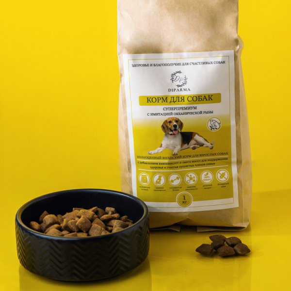 Сухой корм для собак Суперпремиум, веганский, сыроедный, беззерновой, без глютена, с ламинарией и морской капустой, 1 кг.